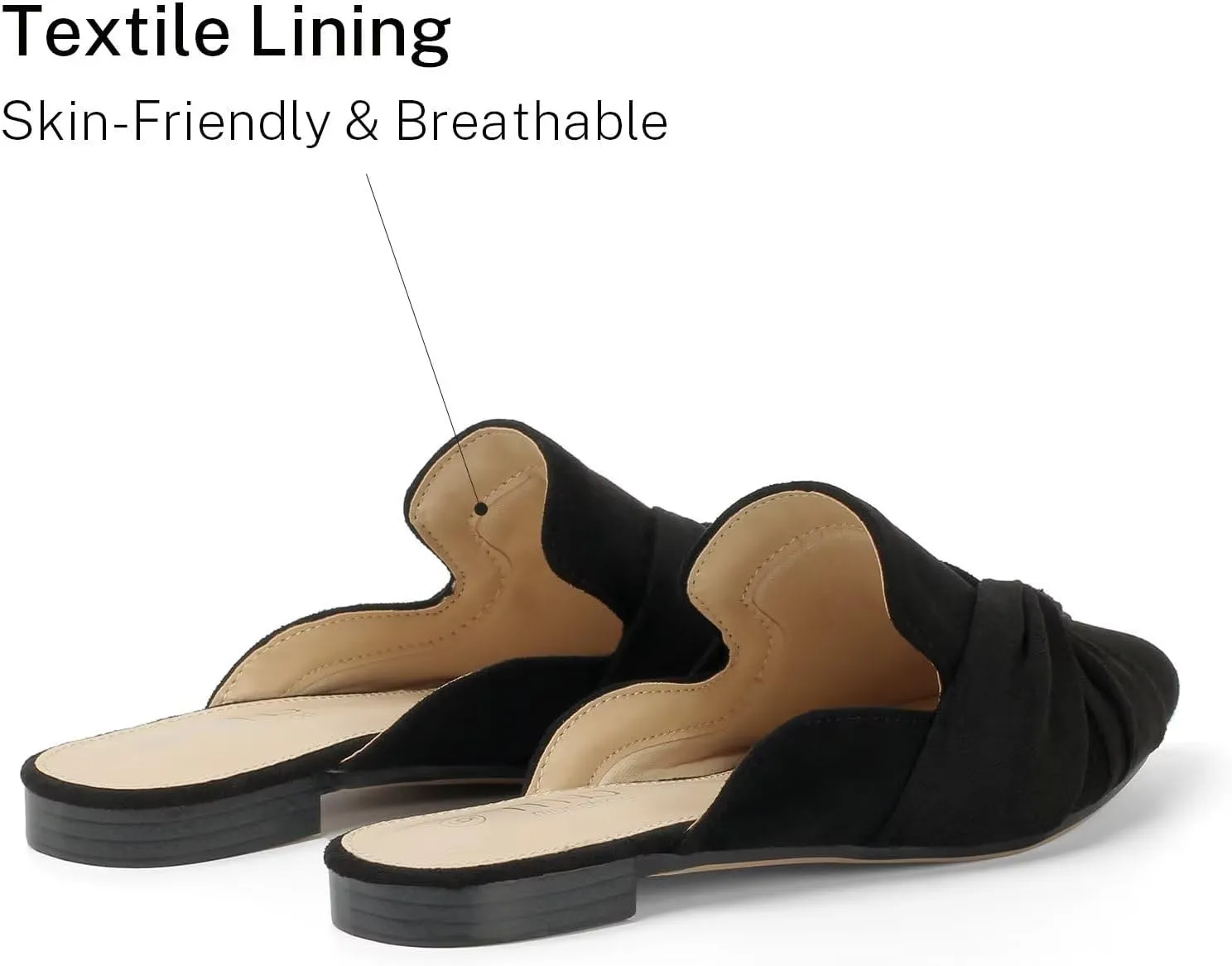MUSSHOE Mules for Women Flats Comfortable Women Mules Backless Loafers with Knot
