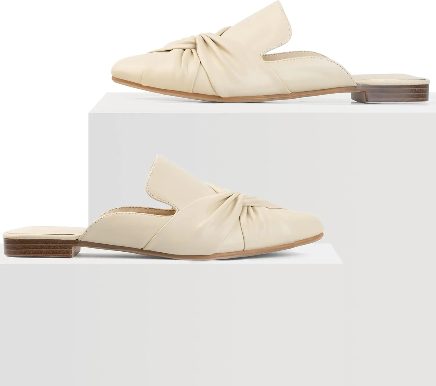MUSSHOE Mules for Women Flats Comfortable Women Mules Backless Loafers with Knot