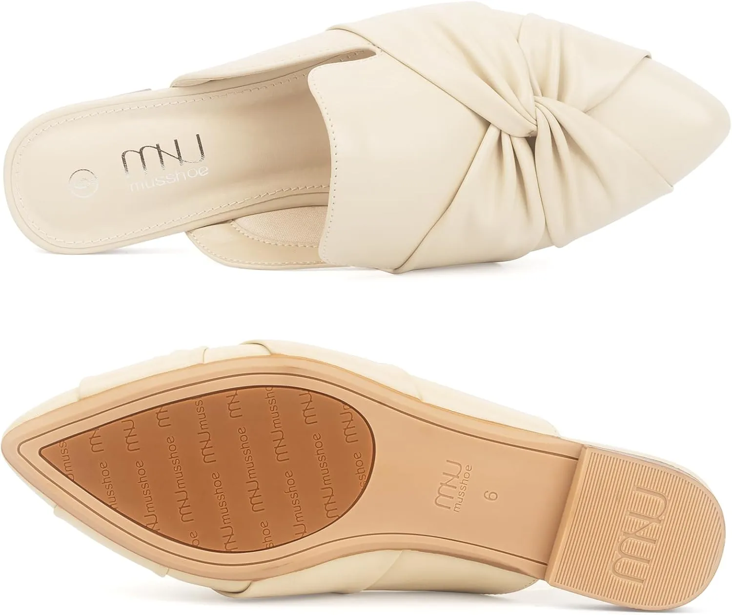 MUSSHOE Mules for Women Flats Comfortable Women Mules Backless Loafers with Knot