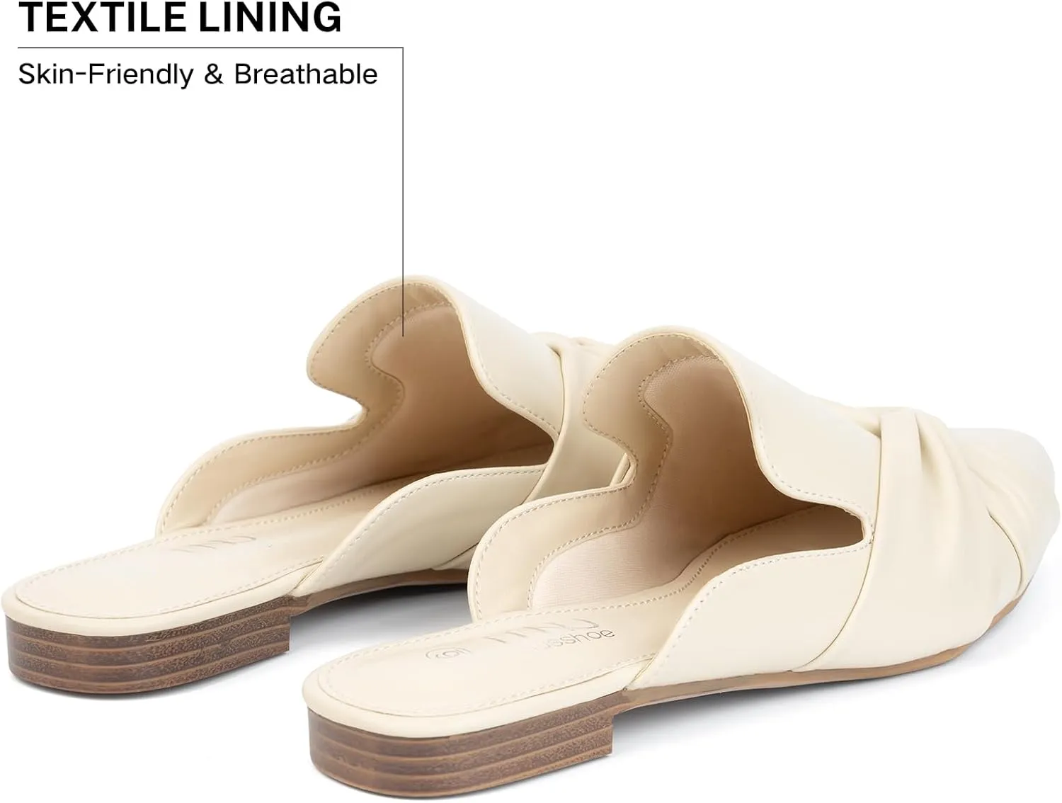 MUSSHOE Mules for Women Flats Comfortable Women Mules Backless Loafers with Knot