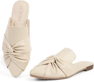 MUSSHOE Mules for Women Flats Comfortable Women Mules Backless Loafers with Knot
