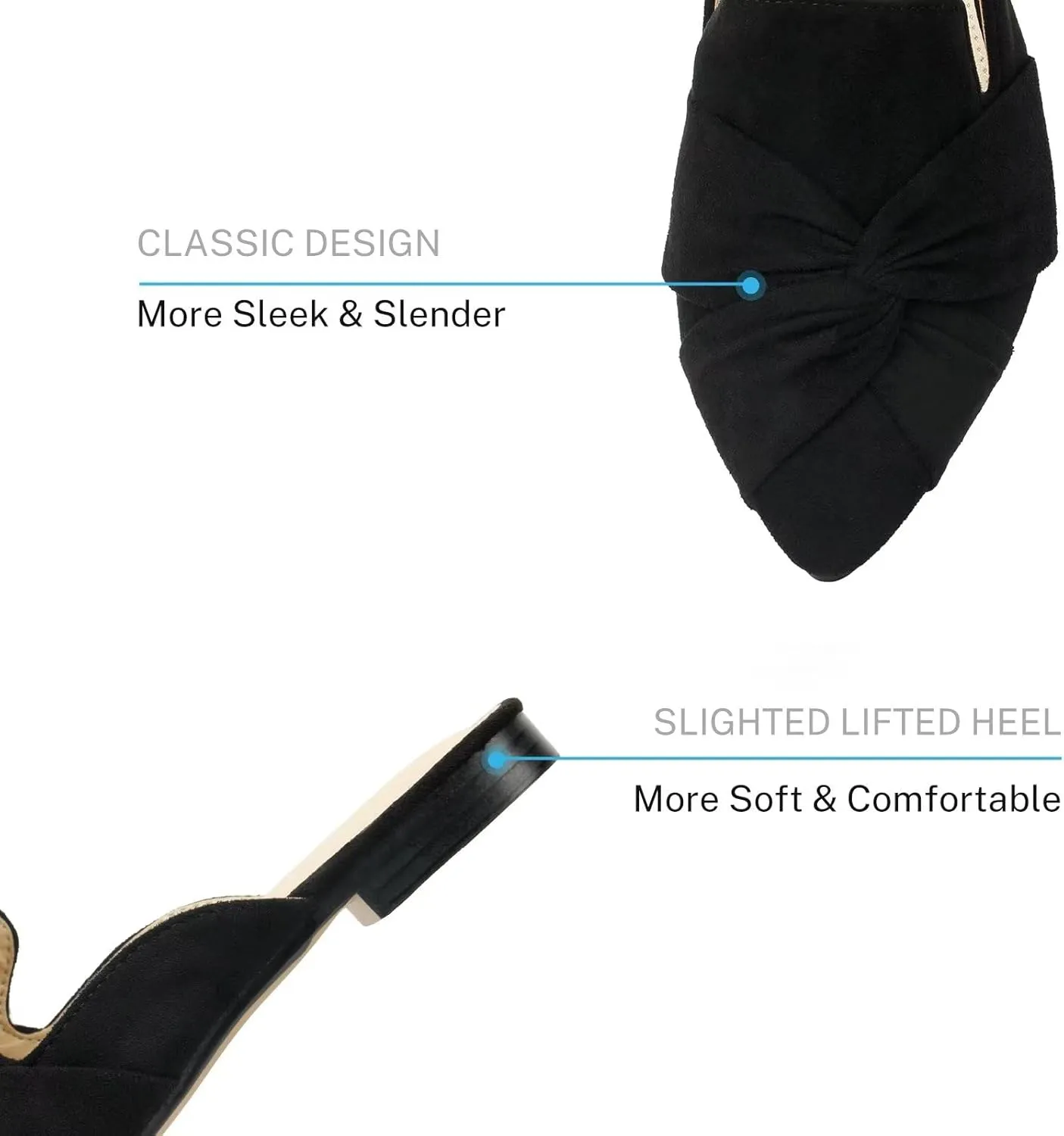 MUSSHOE Mules for Women Flats Comfortable Women Mules Backless Loafers with Knot