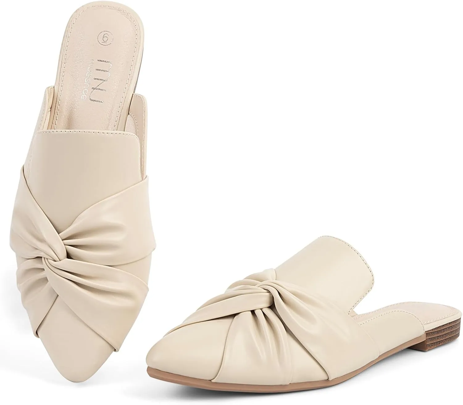 MUSSHOE Mules for Women Flats Comfortable Women Mules Backless Loafers with Knot