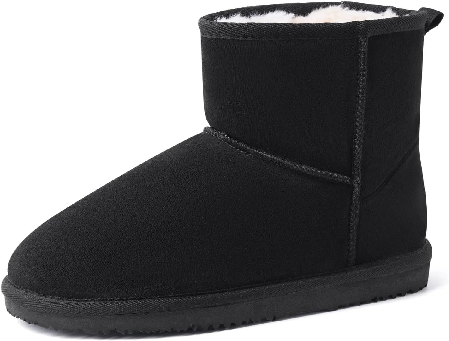 MUSSHOE Winter Boots for Women Classic Snow Boots Comfortable Cow Suede Leather Slip on Booties Fur Lined Warm Boots Waterproof