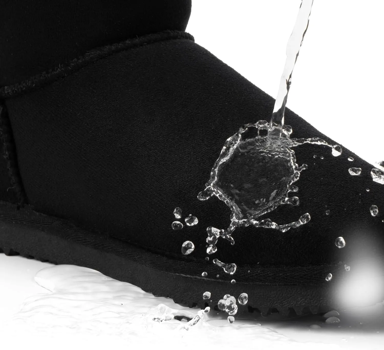 MUSSHOE Winter Boots for Women Classic Snow Boots Comfortable Cow Suede Leather Slip on Booties Fur Lined Warm Boots Waterproof