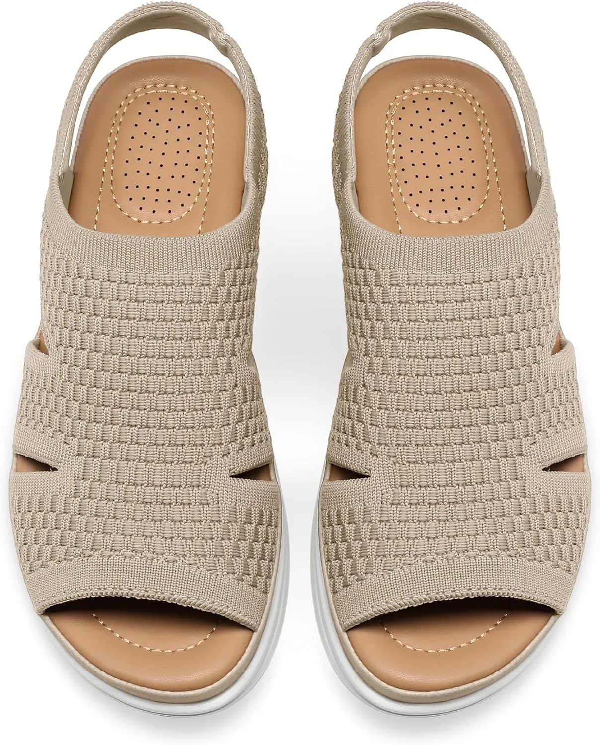 mysoft Womens Comfortable Walking Sandals Slip On Air Cushion Slingback Open Toe Platform Summer Shoes