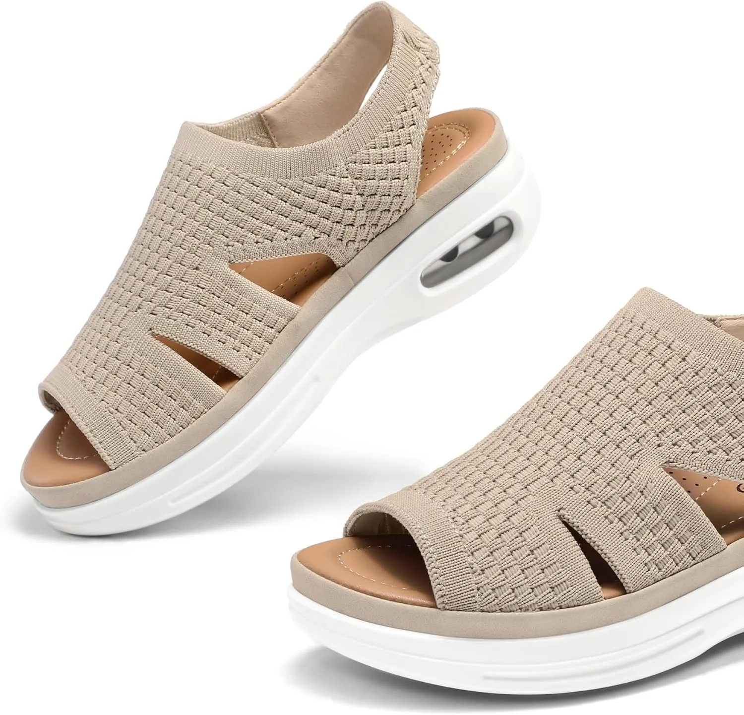 mysoft Womens Comfortable Walking Sandals Slip On Air Cushion Slingback Open Toe Platform Summer Shoes