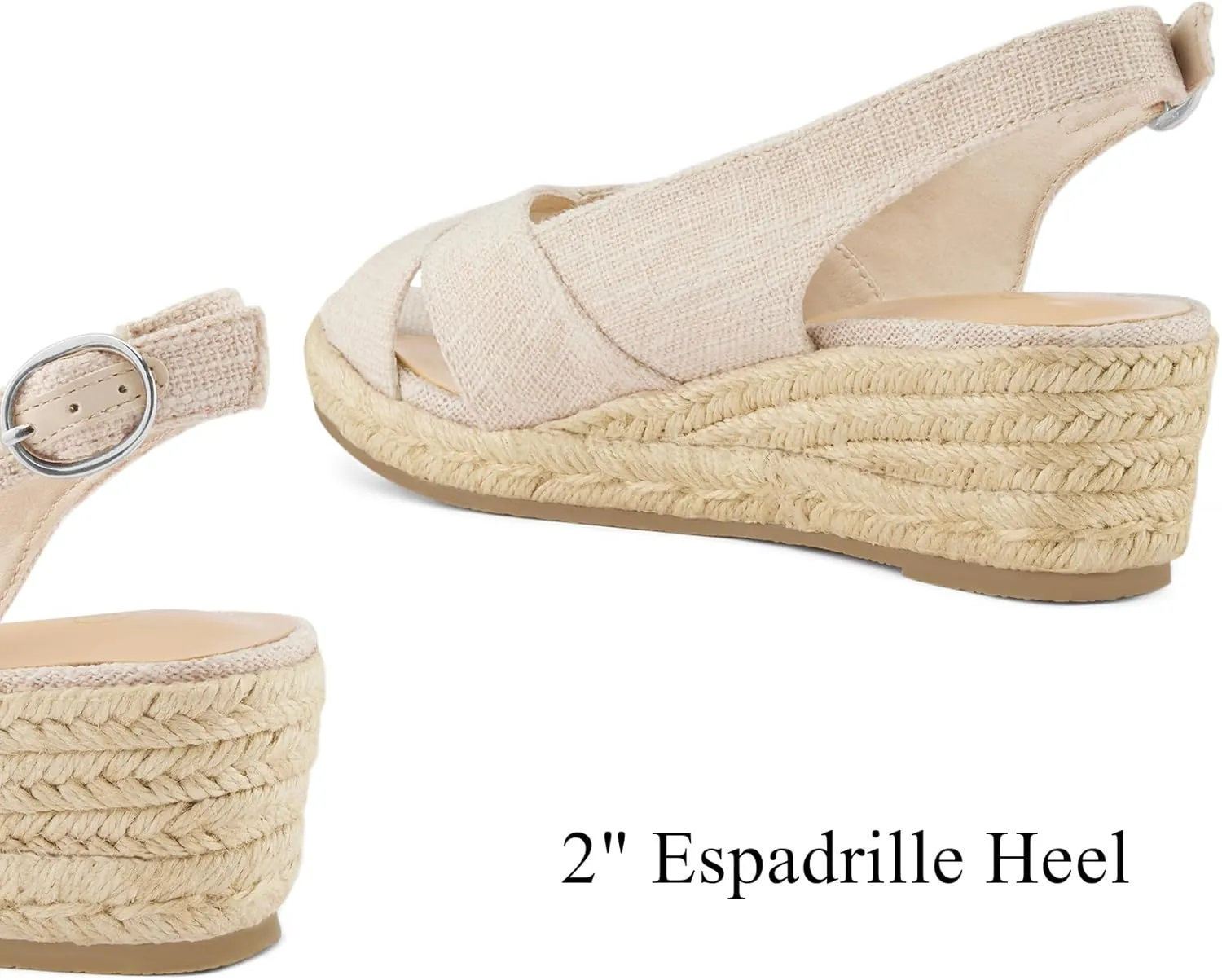 mysoft Women's Espadrille Sandals Low Wedge Platform Open Toe Slingback Ankle Strap Criss Cross Slip On Summer Shoes