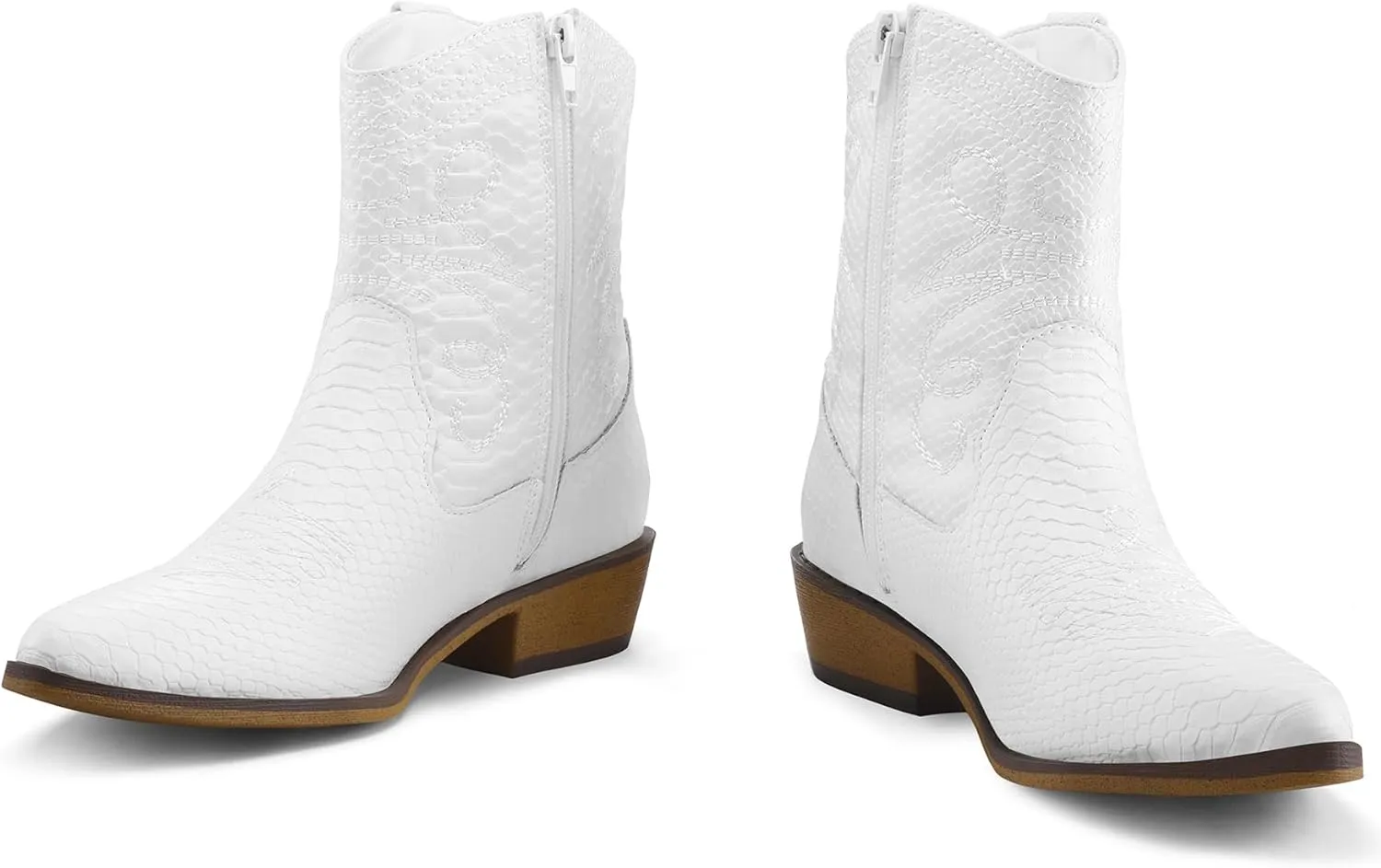 mysoft Women's Fashion Western Cowboy Ankle Boots Short Cowgirl Low Heel Booties