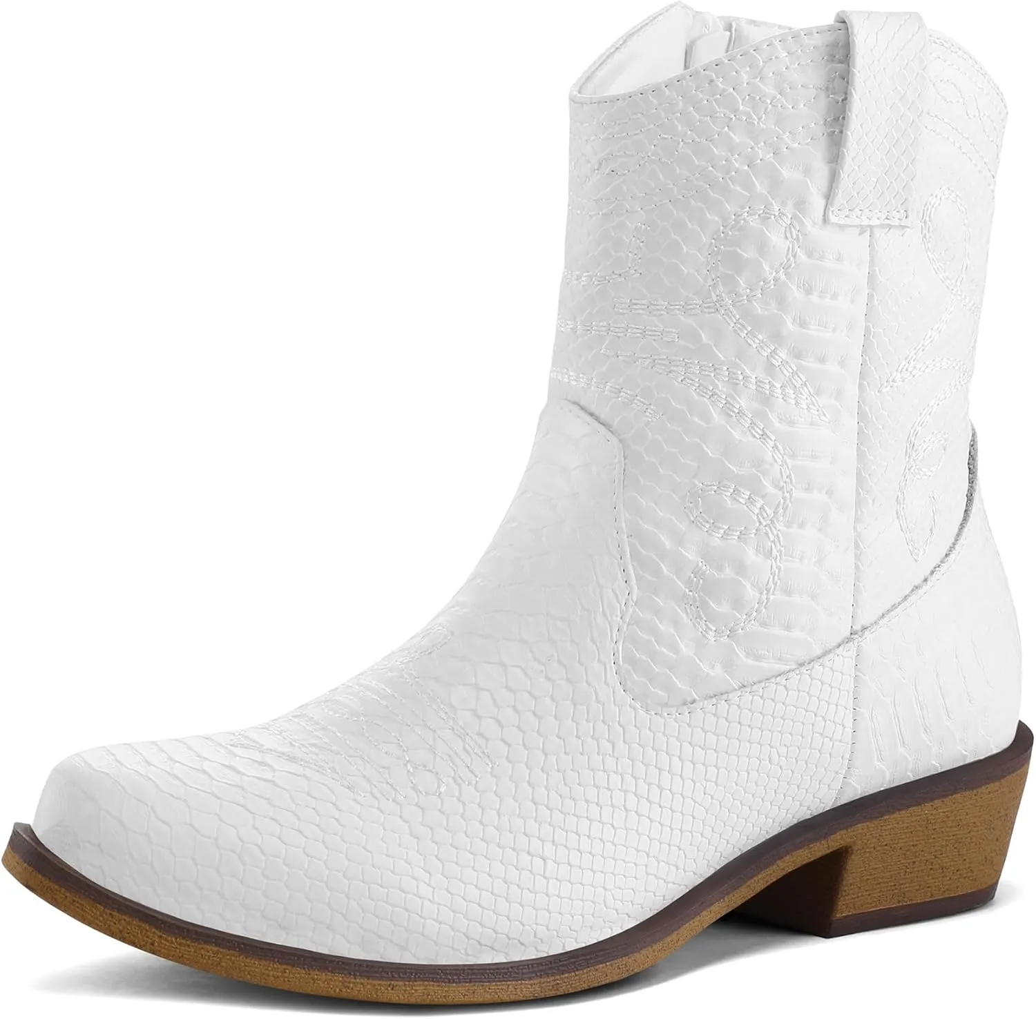 mysoft Women's Fashion Western Cowboy Ankle Boots Short Cowgirl Low Heel Booties