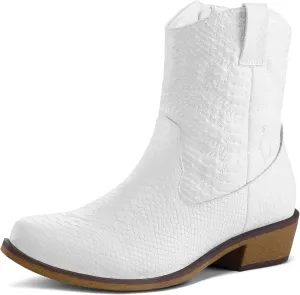 mysoft Women's Fashion Western Cowboy Ankle Boots Short Cowgirl Low Heel Booties