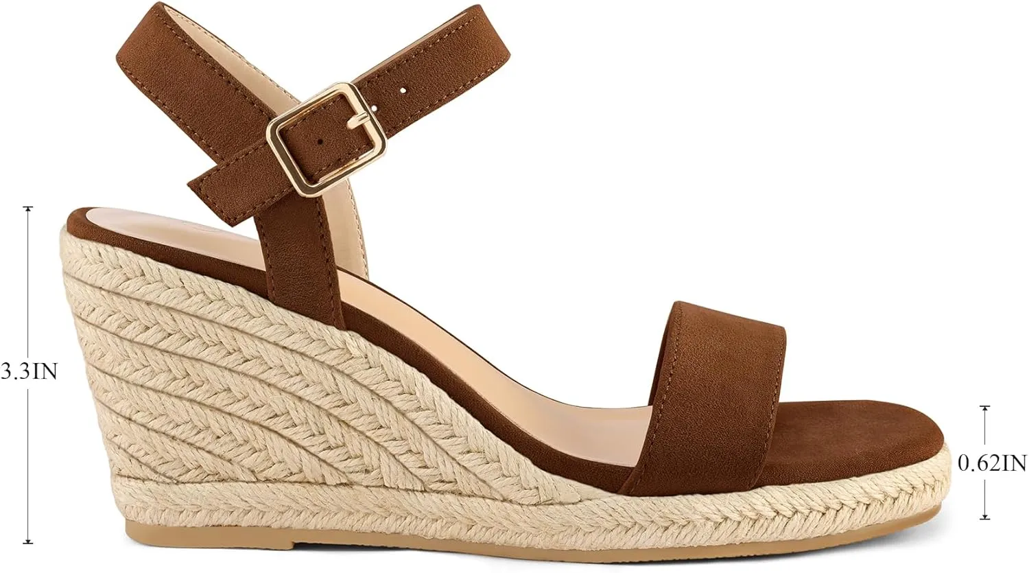 mysoft Women's Platform Espadrille Wedge Sandals Square Open Toe Ankle Strap Buckle Casual Summer Dressy Sandals
