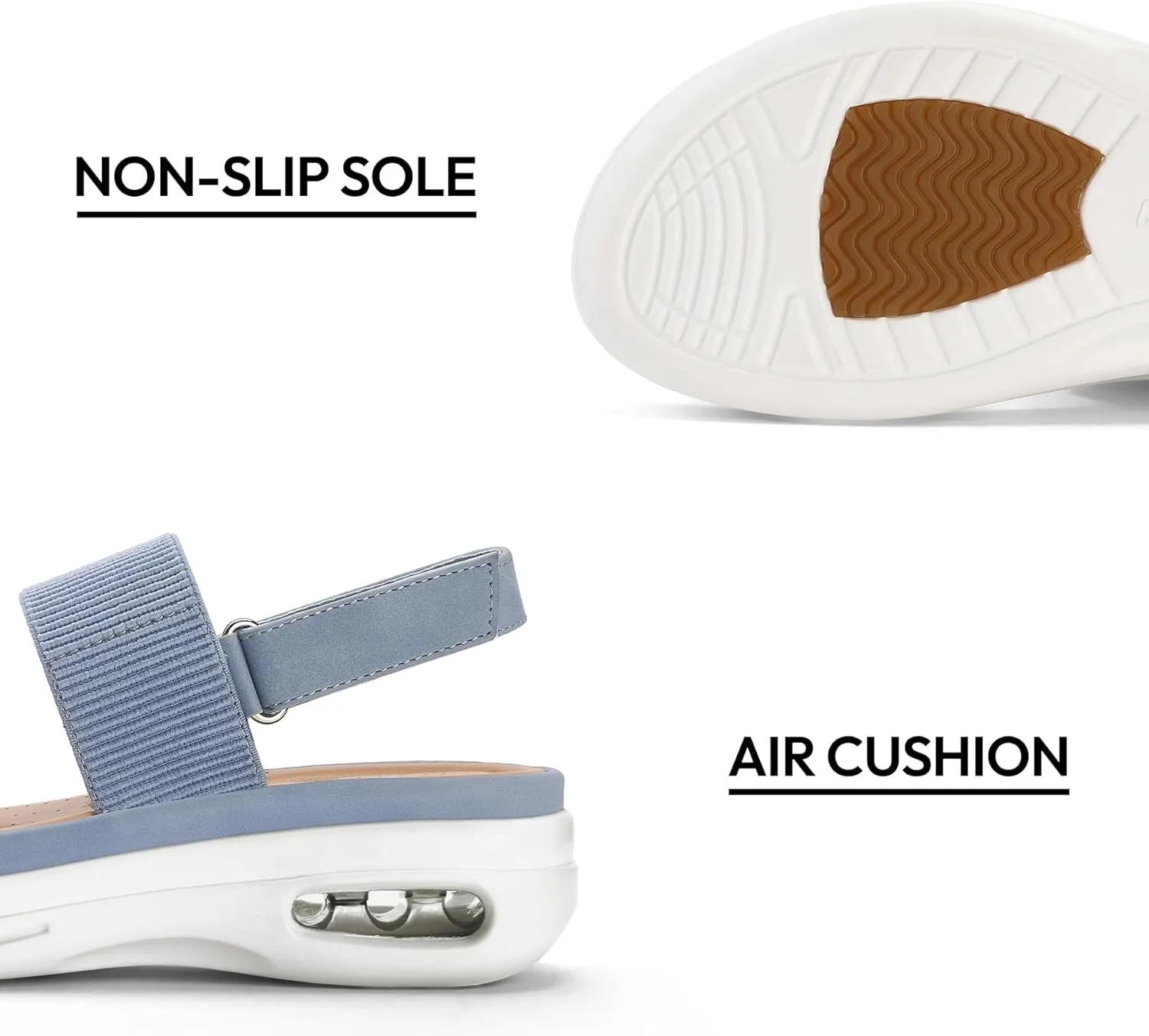 mysoft Women's Walking Sandals Comfortable Air Cushion Platform Elastic Ankle Strap Open Toe Ourdoor Summer Shoes