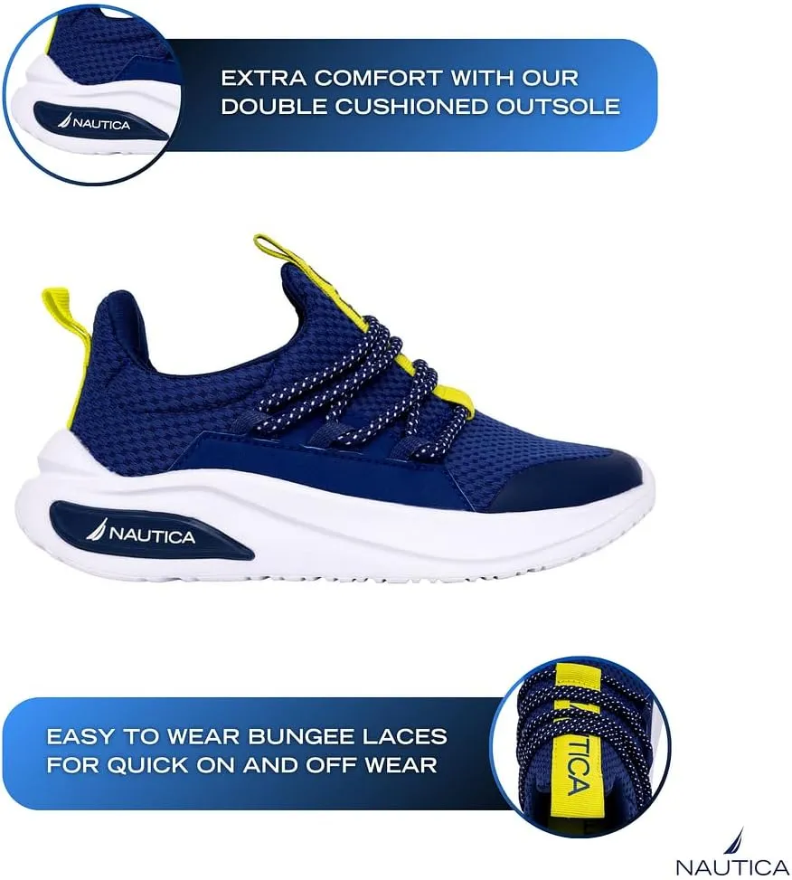 Nautica Kids Athletic Slip-On Sneakers - Comfortable Bungee Running Shoes for Boys and Girls - Stylish and Supportive Footwear for Active Kids (Big Kid/Little Kid/Toddler)