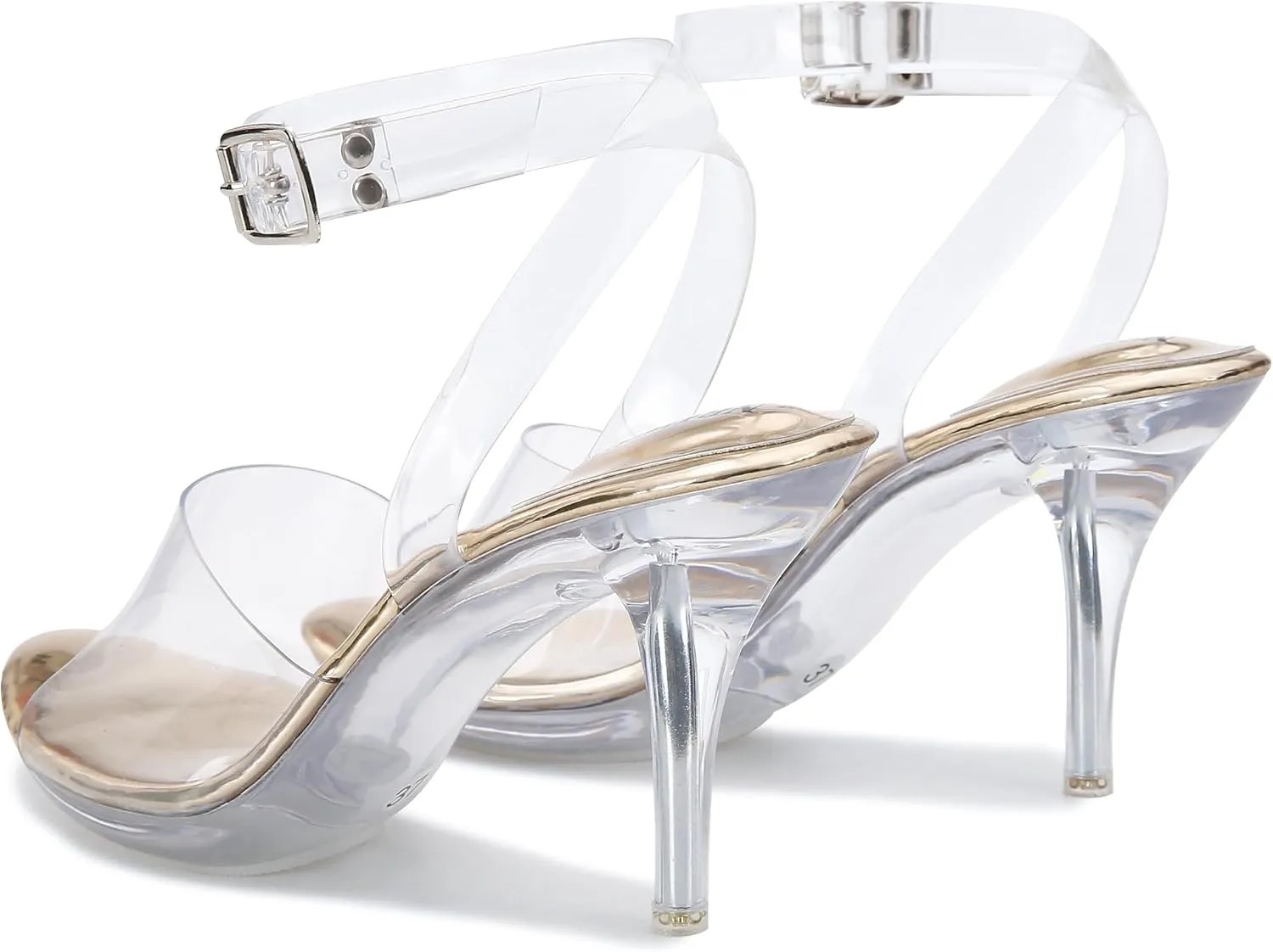 NBUUNBU Clear Heels For Women Transparent Strappy Platform Sandals Ankle Strap High kitten Heel Sexy Slingback Stiletto Comfortable Dress Shoes Open Toe Slip On Mules Pump