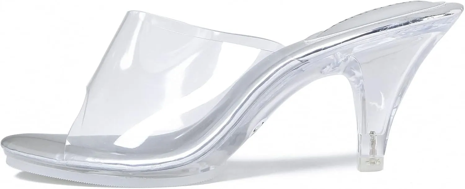 NBUUNBU Silver Clear Heels For Women Dress Shoes Transparent Strap Sexy Stilletos Heels Open Toe High Silver Heeled Sandals Pump Mules