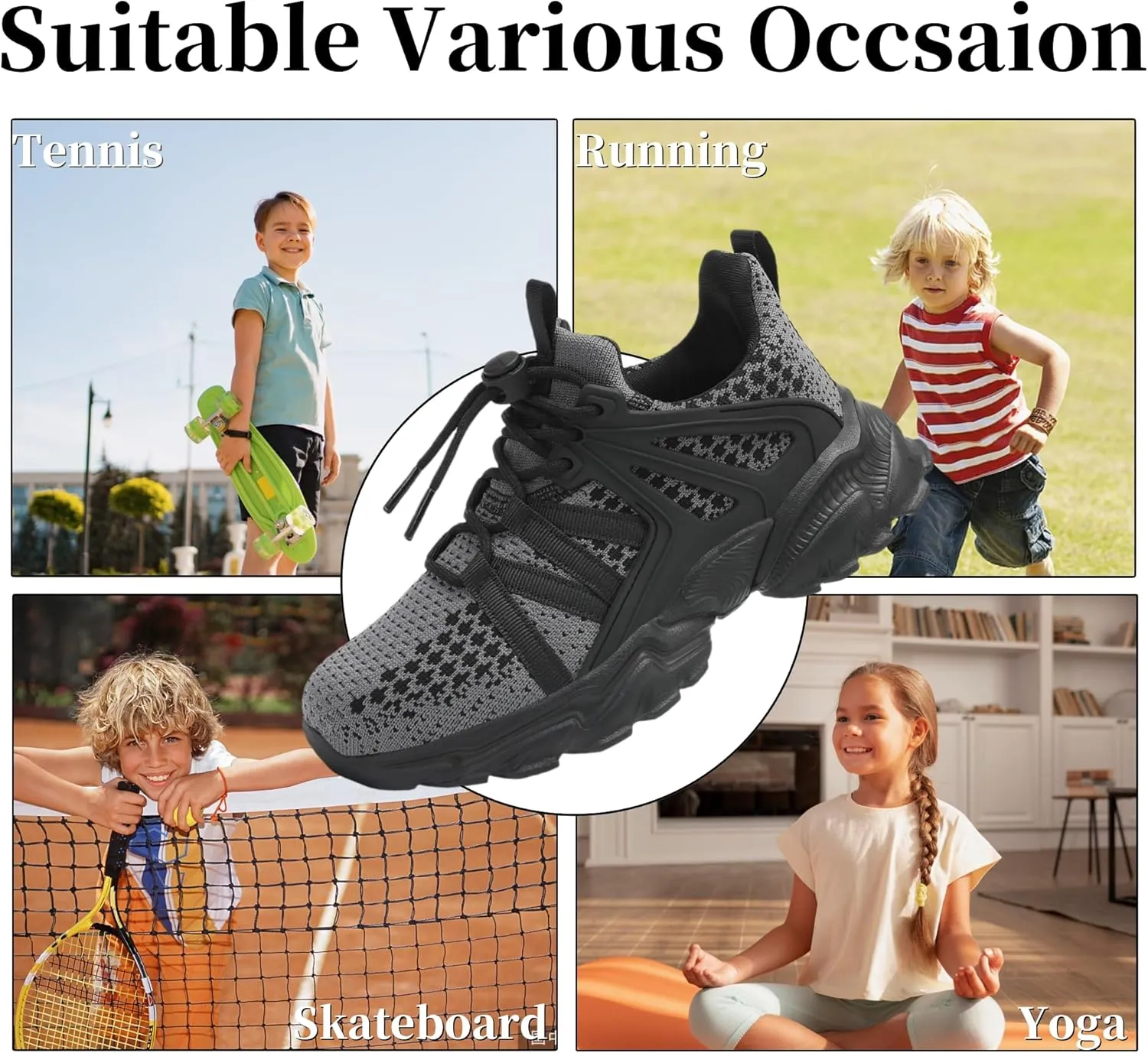 Nihaoya Boys Girls Sneakers Kids Tennis Shoes Lightweight Breathable Mesh Walking Running Shoe for Toddler/Little Kid/Big Kid