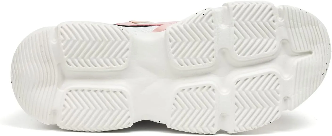 Niluber Women's Chunky Platform Sneakers-Slip On Breathable Running Shoes-Lightweight Glitter Rhinestone White Black Walking Shoes