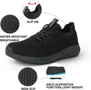 Non Slip Shoes for Women Food Service Work Shoes Restaurant Slip Resistant Hospital Walking Sneakers Breathable Lightweight Lace Up Shoes