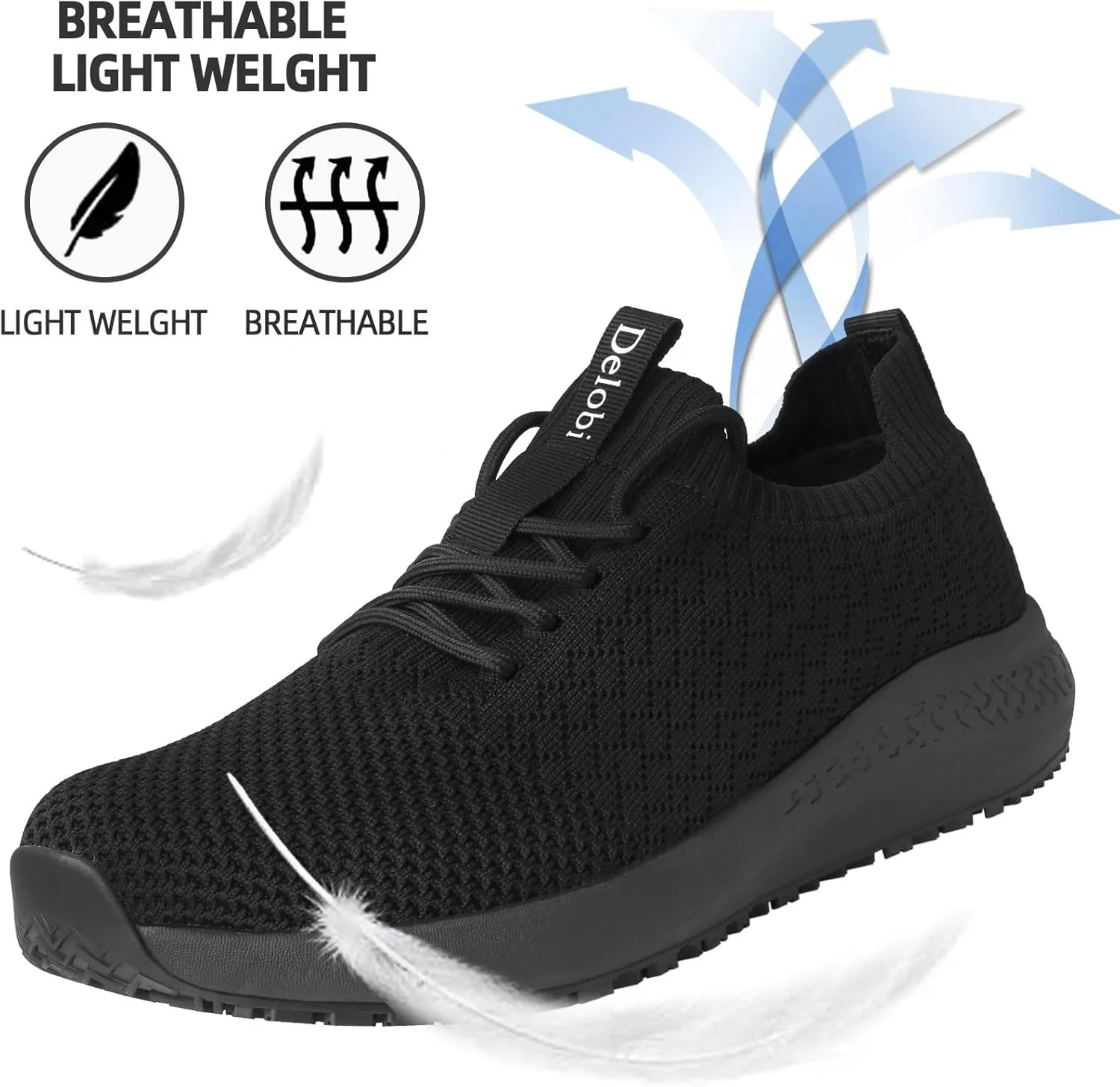 Non Slip Shoes for Women Food Service Work Shoes Restaurant Slip Resistant Hospital Walking Sneakers Breathable Lightweight Lace Up Shoes