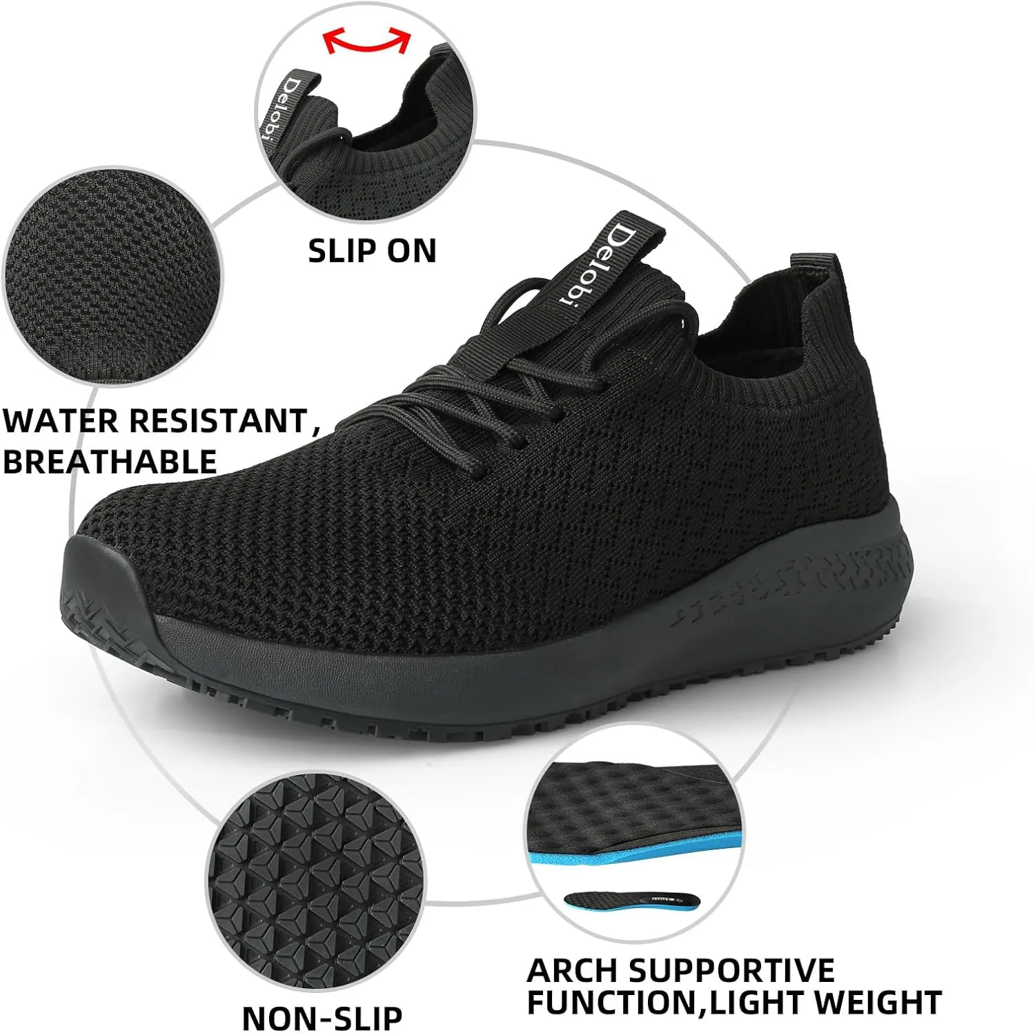Non Slip Shoes for Women Food Service Work Shoes Restaurant Slip Resistant Hospital Walking Sneakers Breathable Lightweight Lace Up Shoes