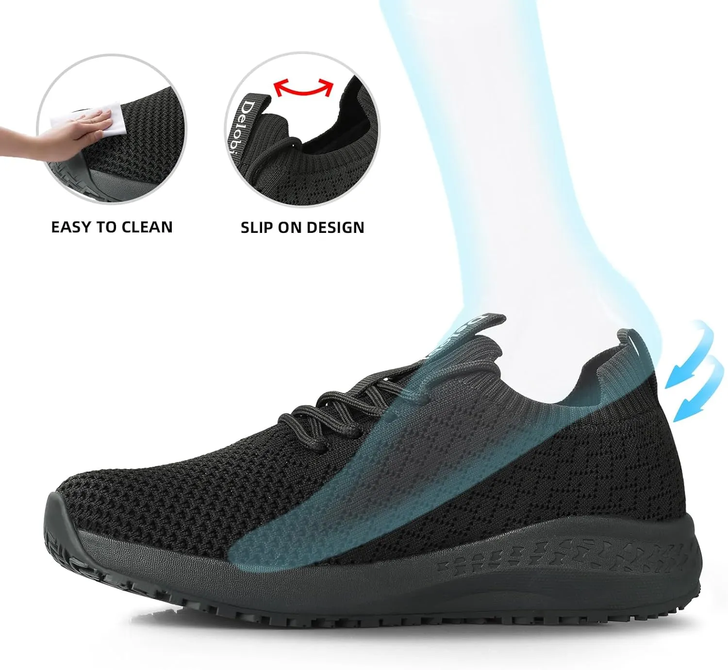 Non Slip Shoes for Women Food Service Work Shoes Restaurant Slip Resistant Hospital Walking Sneakers Breathable Lightweight Lace Up Shoes