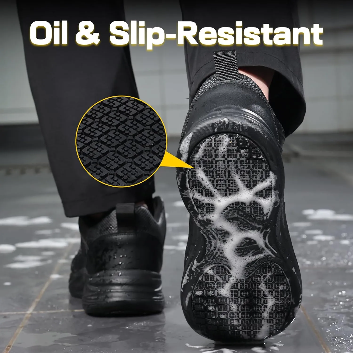 Non Slip Work Shoes for Men Women Breathable Mens Work Shoes Lightweight Water Resistant Walking Sneakers Chef Kitchen Slip Resistant Comfortable Restaurant Food Service Sneakers Casual