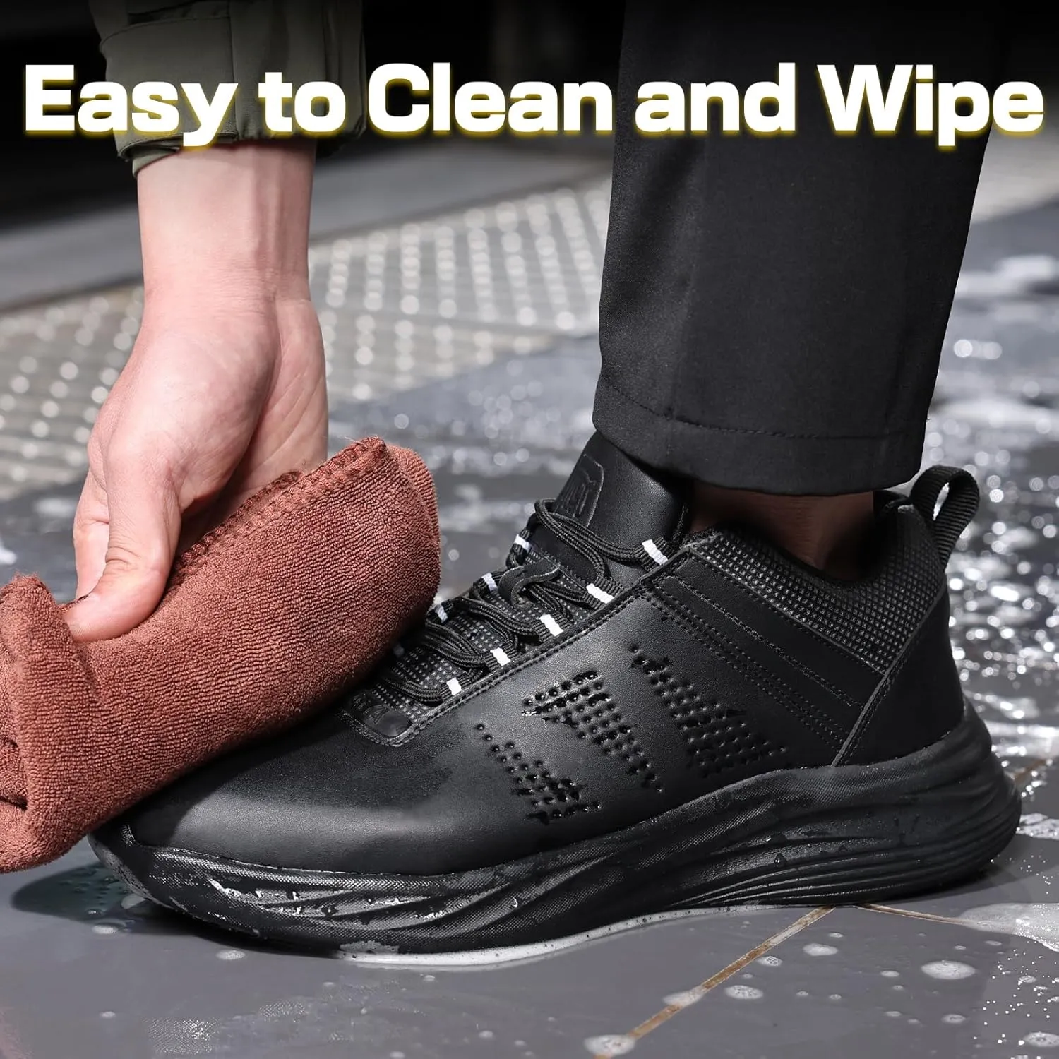 Non Slip Work Shoes for Men Women Breathable Mens Work Shoes Lightweight Water Resistant Walking Sneakers Chef Kitchen Slip Resistant Comfortable Restaurant Food Service Sneakers Casual