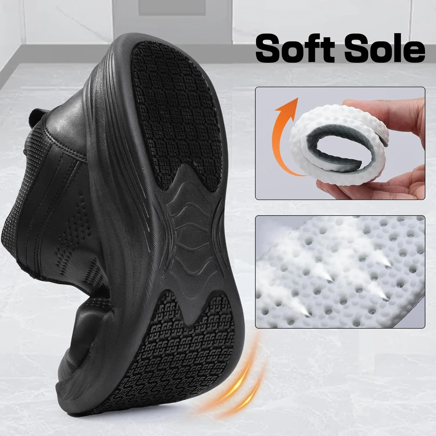 Non Slip Work Shoes for Men Women Breathable Mens Work Shoes Lightweight Water Resistant Walking Sneakers Chef Kitchen Slip Resistant Comfortable Restaurant Food Service Sneakers Casual
