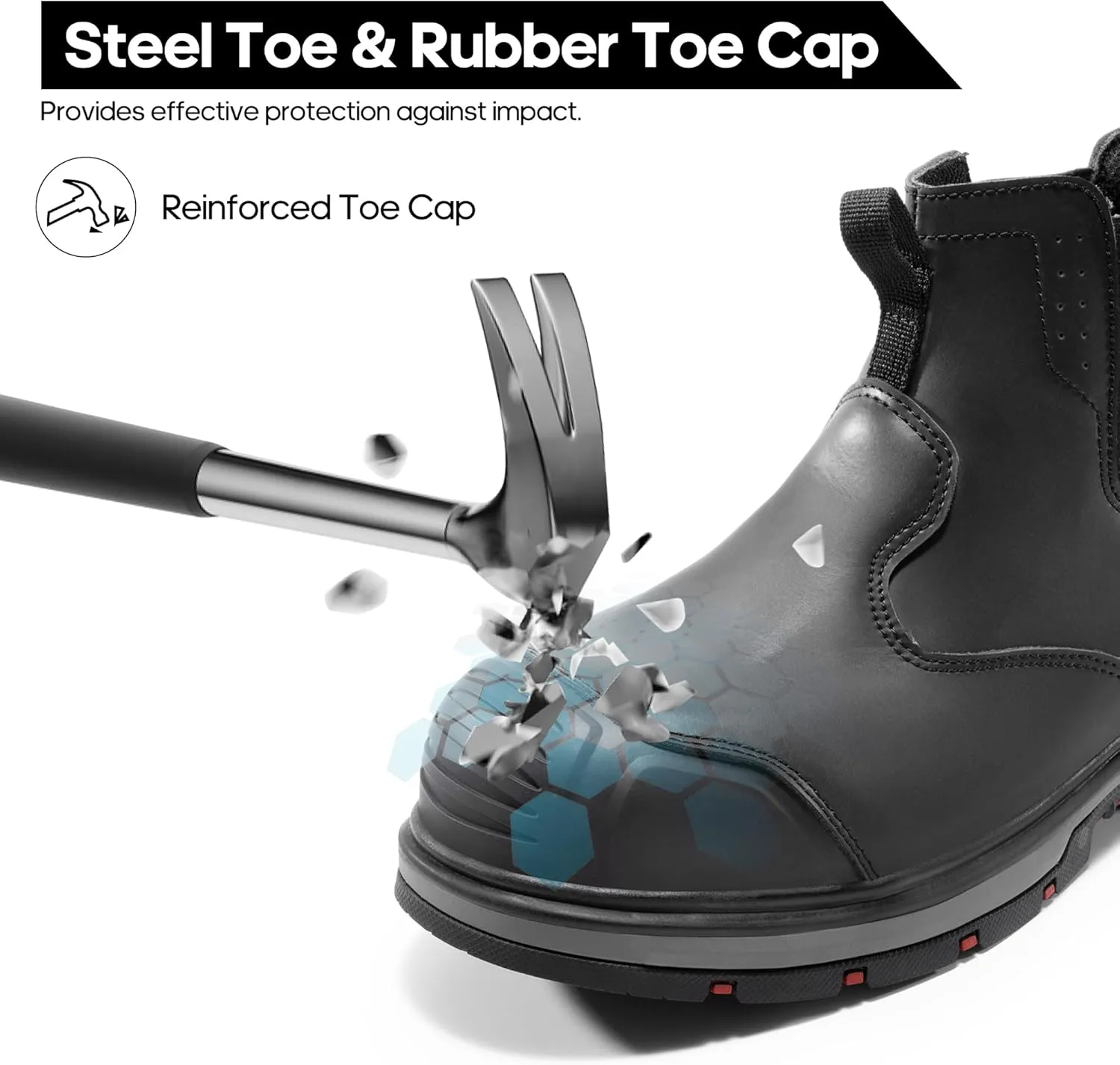 NORTIV 8 Slip-on Steel Toe Work Boots for Men Waterproof Safety Construction Boots