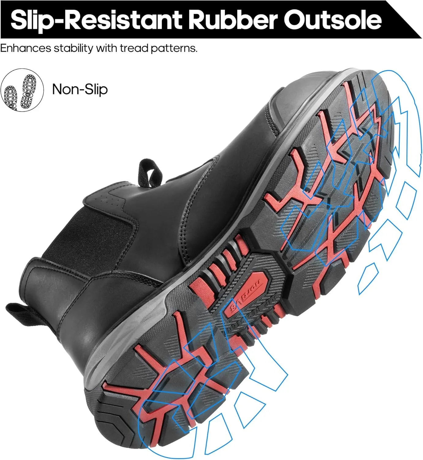 NORTIV 8 Slip-on Steel Toe Work Boots for Men Waterproof Safety Construction Boots