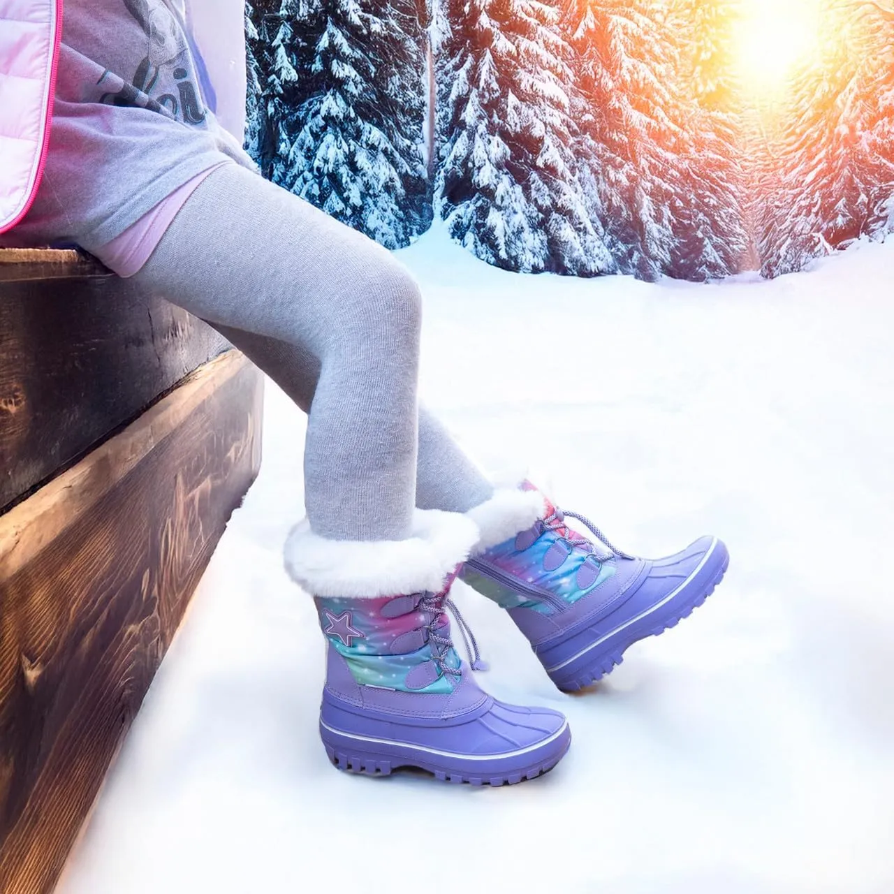 Nova Mountain Light Up Boots Boys Girls Little Kids Winter Snow Boots