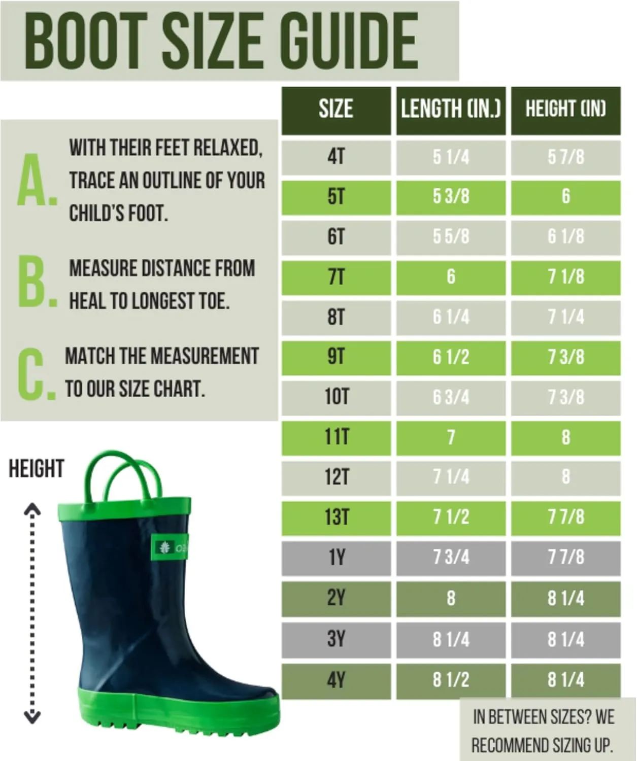 OAKI Toddler Rain Boots - Perfect Kids Rain Boots for Any Weather - Durable Rubber Baby Rain Boots Keep Little Feet Dry, Lightweight Waterproof with Easy-on Handle
