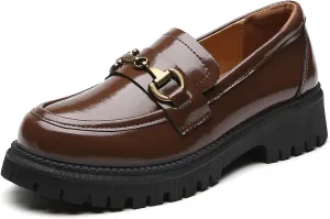 OKJ Loafers for Women Chunky Women's Loafers & Slip-ons Fashion Penny Comfort Business Casual Shoes Dressy Office Work Slip on Black Platform Loafers for Womens
