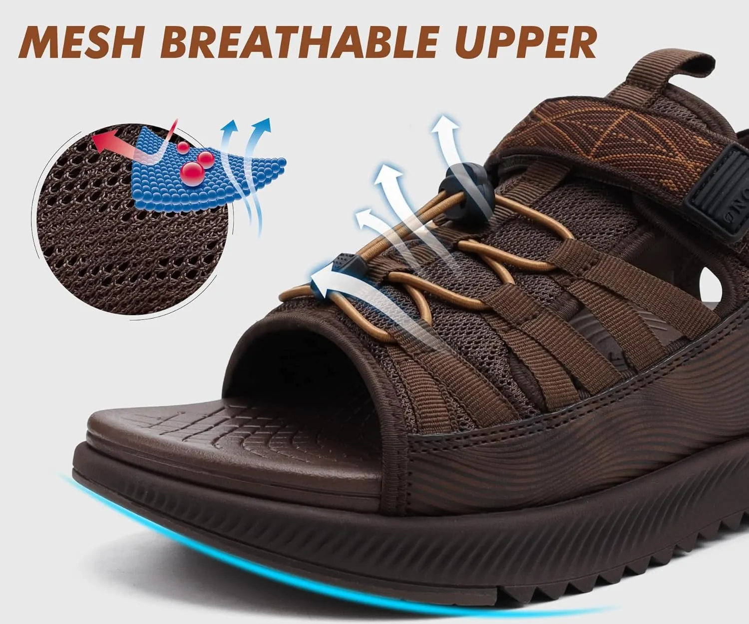 ONCAI Men Hiking Sandals, Arch Support Walking Sandals with Outdoor Orthotic Footbed for Plantar Fasciitis, Hombre Sandalias Recovery Sport Size 7-14