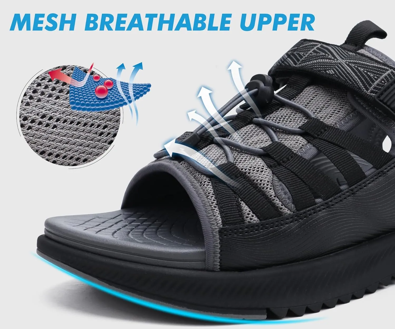 ONCAI Men Hiking Sandals, Arch Support Walking Sandals with Outdoor Orthotic Footbed for Plantar Fasciitis, Hombre Sandalias Recovery Sport Size 7-14