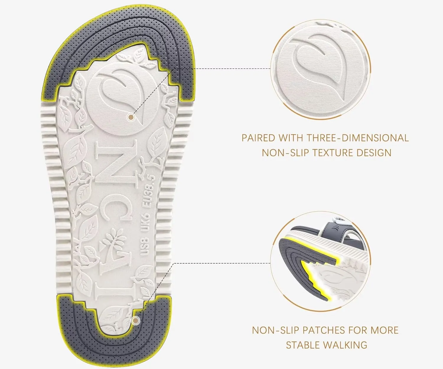 ONCAI Womens Orthotic Sandals Ladies Recovery Walking Slides Arch Support Plantar Fasciitis Comfort Orthopedic Soft Cushion Summer Adjustable Sandalias Size 6-12