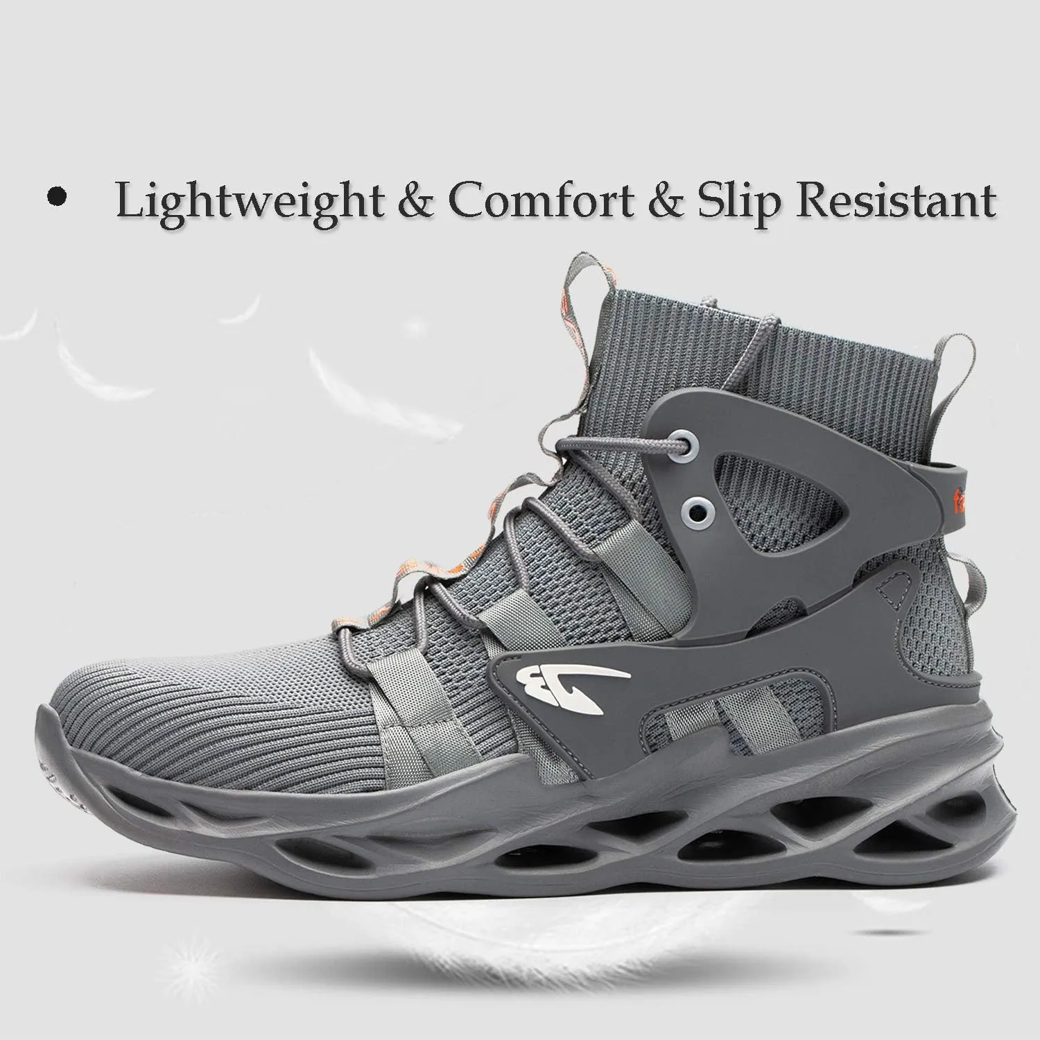 ORISTACO Work Safety Steel Toe Boots, Lightweight Breathable Industrial Construction Boots