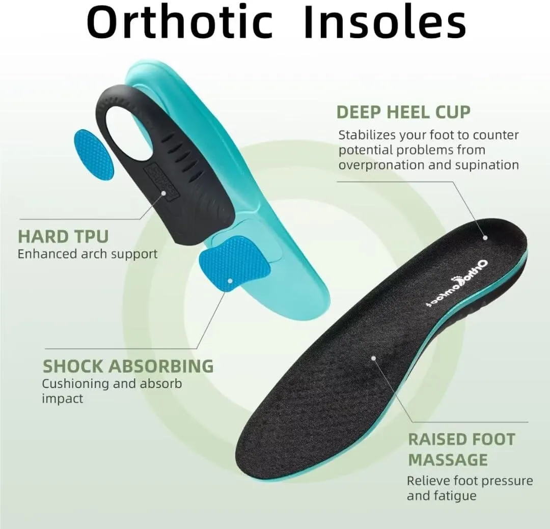 OrthoComfoot Men's Orthopedic Fashion Sneakers with Arch Support: Casual Plantar Fasciitis Walking Shoes for Flat Feet, Comfortable Orthotic Soft Thick Sole Sneakers for Foot and Heel Pain Relief