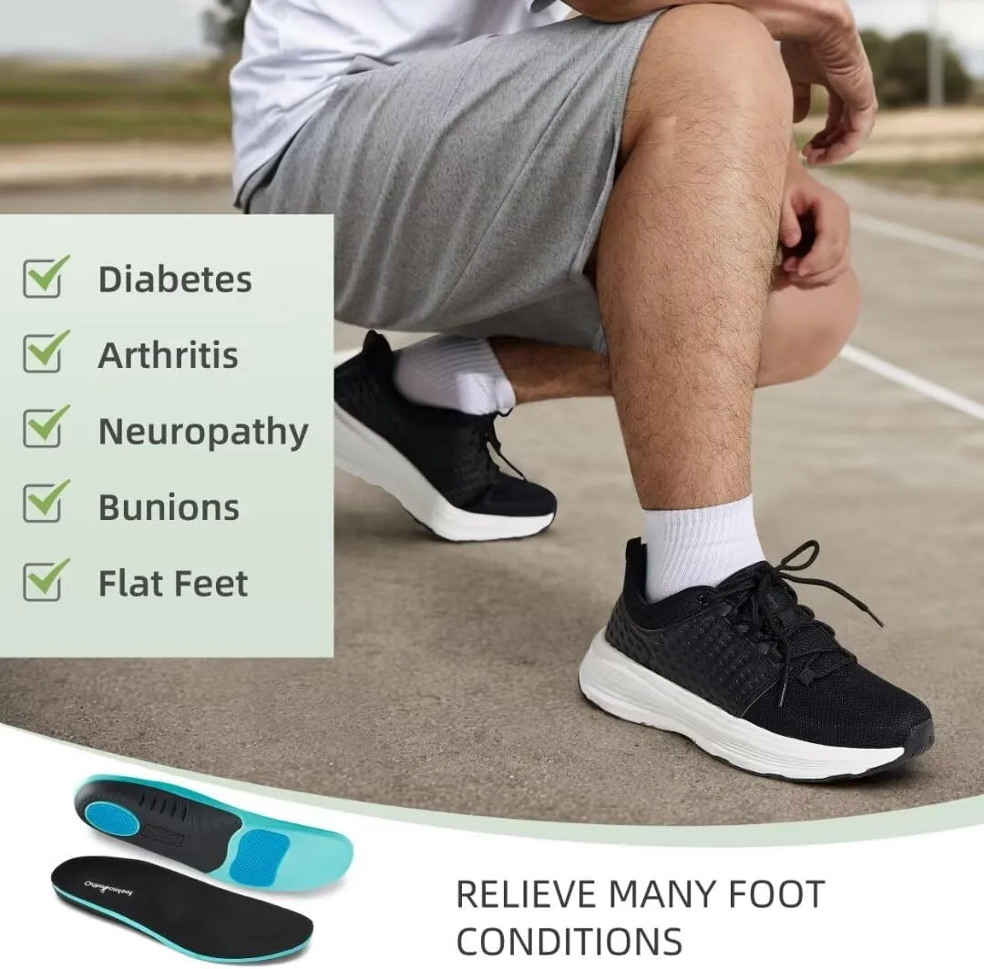 OrthoComfoot Men's Orthopedic Fashion Sneakers with Arch Support: Casual Plantar Fasciitis Walking Shoes for Flat Feet, Comfortable Orthotic Soft Thick Sole Sneakers for Foot and Heel Pain Relief
