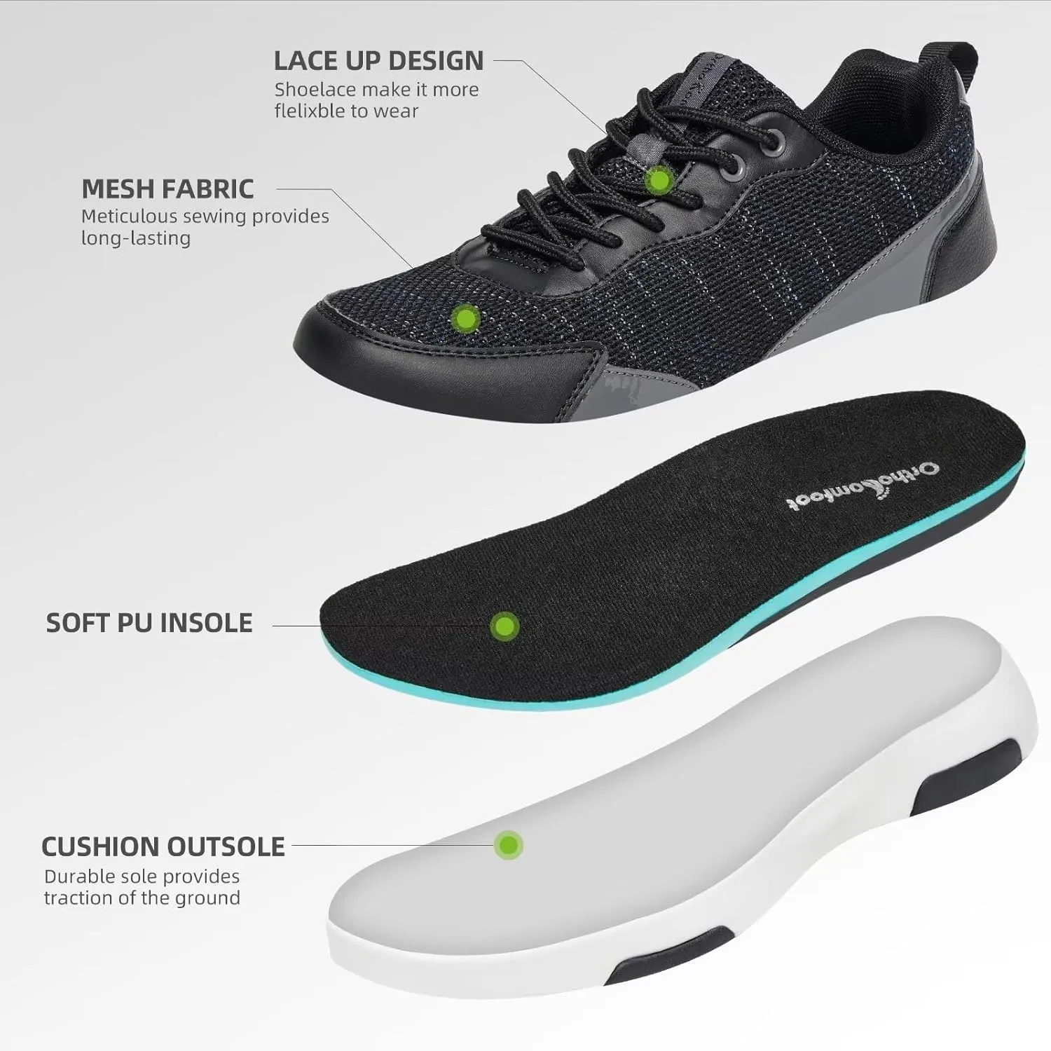 OrthoComfoot Women's Orthopedic Walking Shoes with Arch Support: Comfortable Fashion Sneakers for Plantar Fasciitis, Casual Orthotic Sneakers for Heel and Foot Pain Relief