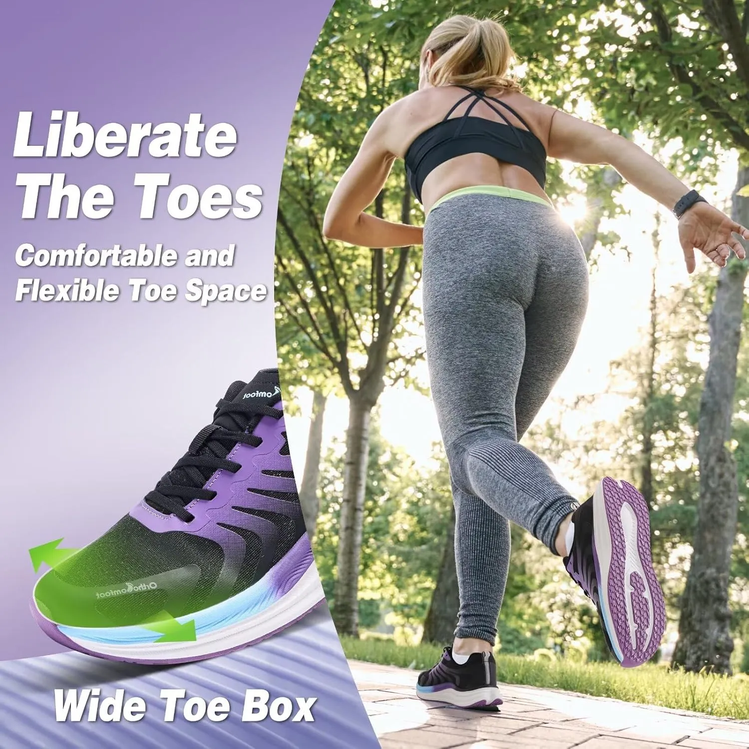 Orthopedic Road Running Shoes for Womens, Comfortable Casual Arch Support Plantar Fasciitis Flat Feet Tennis Walking Shoes, Orthotic Supportive Athletic Sports Sneakers for Foot Heel Pain Relief