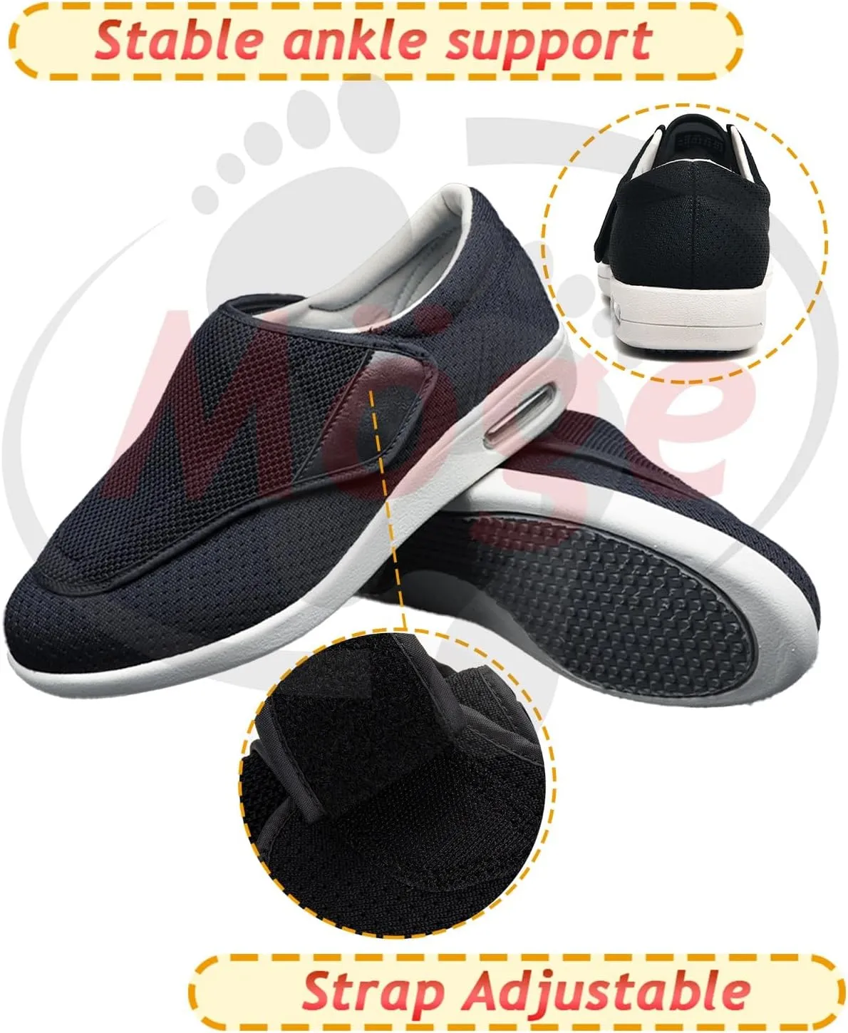 Orthopedic Shoes for Mens Running Walking Slip On Sneakers Plantar Fasciitis Supportive Fashion Boat Shoes for Flat Feet Comfortable Slip-On Sneakers