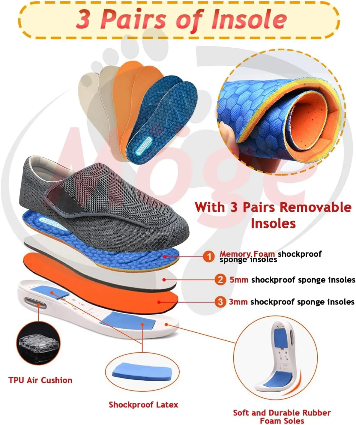 Orthopedic Shoes for Mens Running Walking Slip On Sneakers Plantar Fasciitis Supportive Fashion Boat Shoes for Flat Feet Comfortable Slip-On Sneakers