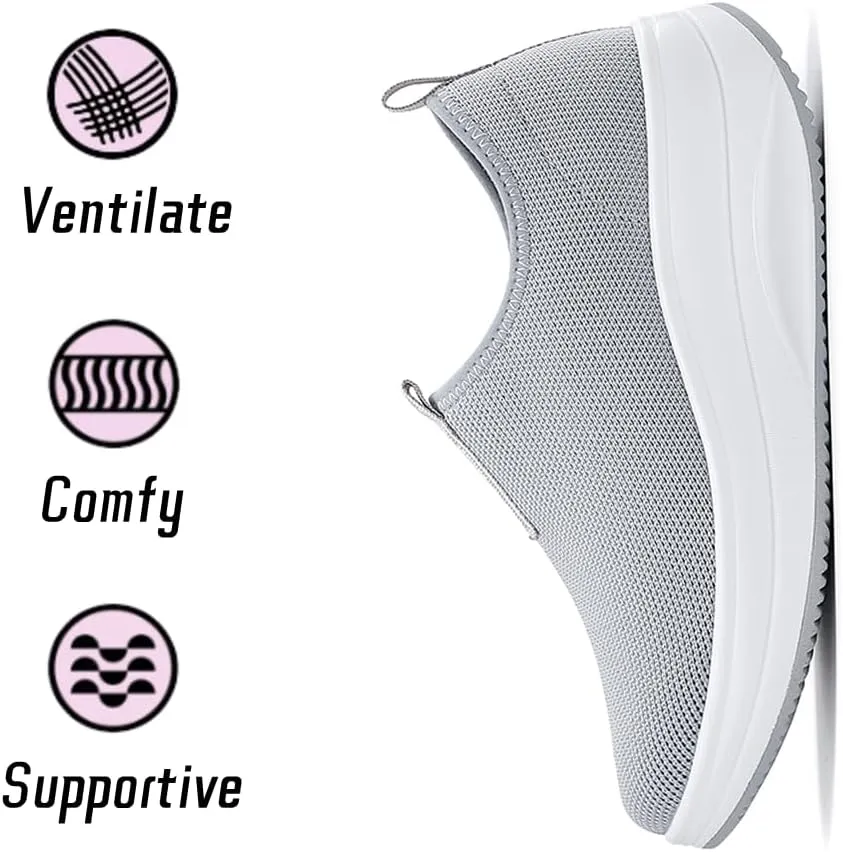 Oude Platform Loafers for Women Comfortable | Womens Slip On Sneakers Lightweight | Women's Walking Shoes Work Long Hours | Thick Rocking Bottom