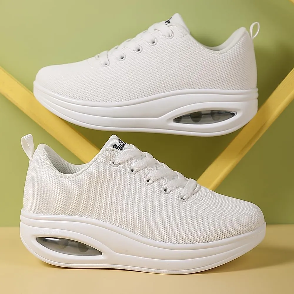 Oude Sneakers for Women Comfortable | Shoes for Women Traveling | 2 Inch Air Cushion Rocker Bottom
