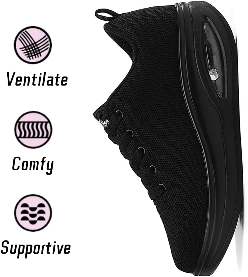 Oude Sneakers for Women Comfortable | Shoes for Women Traveling | 2 Inch Air Cushion Rocker Bottom