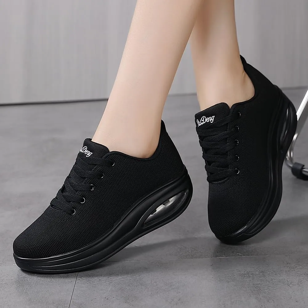 Oude Sneakers for Women Comfortable | Shoes for Women Traveling | 2 Inch Air Cushion Rocker Bottom