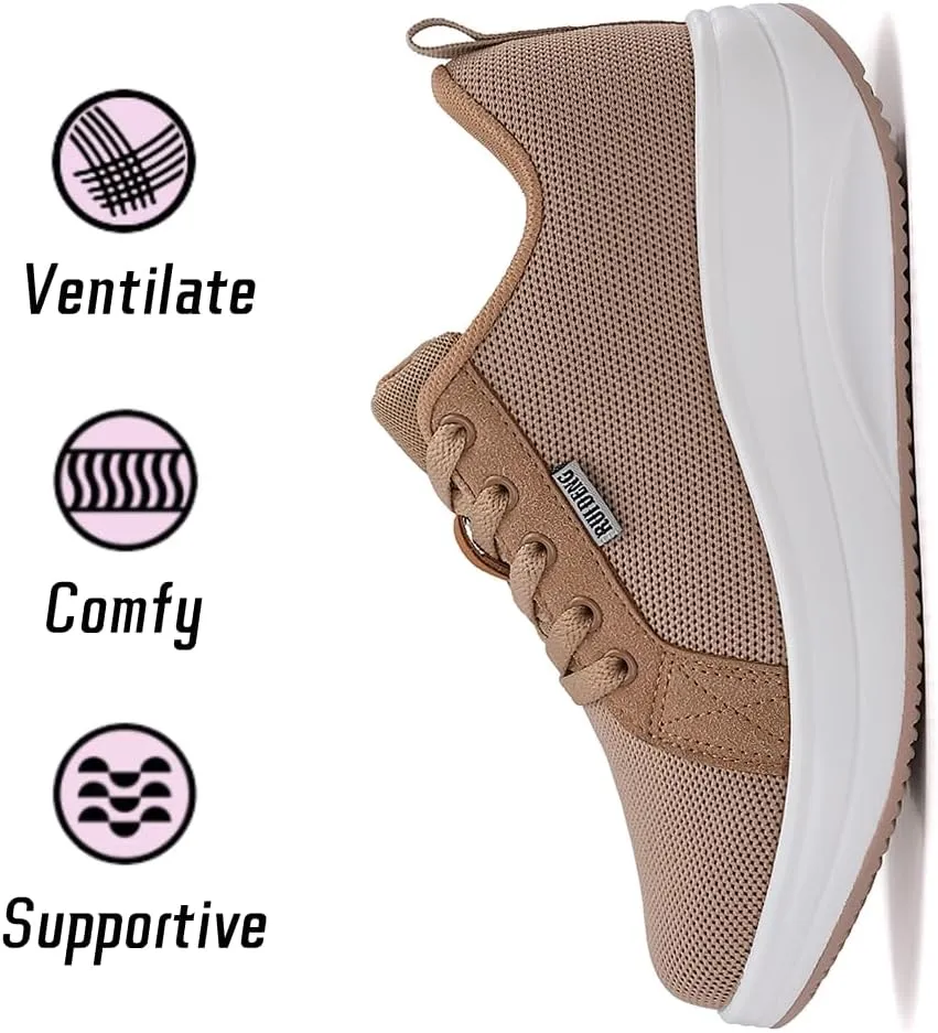 Oude Womens Walking Sneakers Comfy | Platform Shoes for Women Fashion | Stylish Standing All Day Rocker Bottom