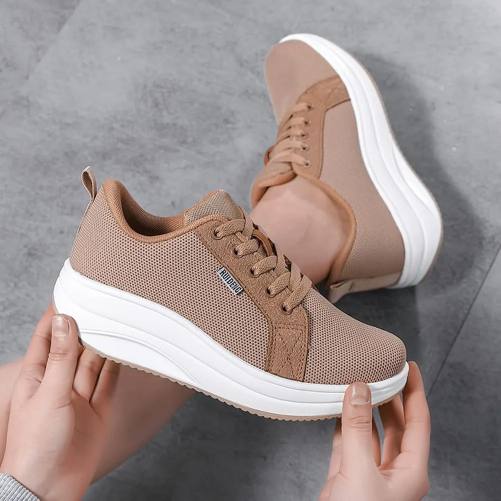 Oude Womens Walking Sneakers Comfy | Platform Shoes for Women Fashion | Stylish Standing All Day Rocker Bottom